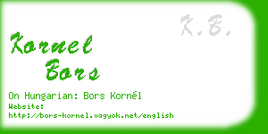 kornel bors business card